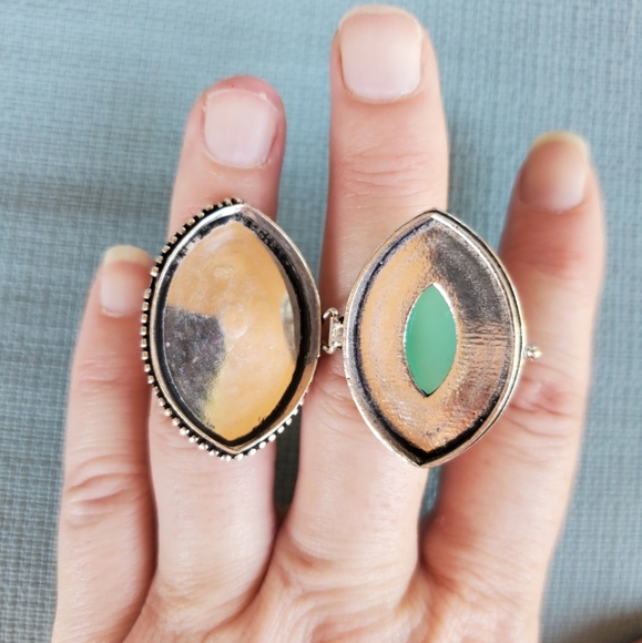 New Oversized Chalcedony 925 Silver Poison Ring. - Picture 8 of 11